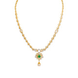 18K  Yellow Gold Diamond Necklace & Earrings Set W/ VVS Diamonds, Emeralds, Pearls & Lotus Flower Pendant - Virani Jewelers |  18K Yellow Gold Diamond Necklace & Earrings Set W/ VVS Diamonds, Emeralds, Pearls & Lotu...