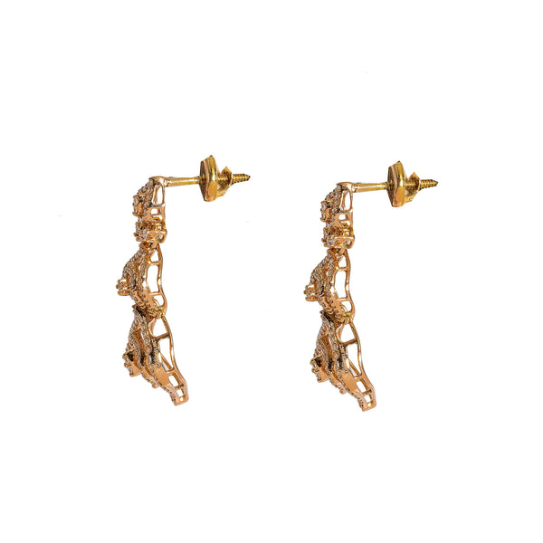 18K  Multi Tone Gold Diamond Necklace & Earrings Set W/ VVS Diamonds, Eyelet Designs & Fence Link Details - Virani Jewelers |  18K Multi Tone Gold Diamond Necklace & Earrings Set W/ VVS Diamonds, Eyelet Designs & Fe...