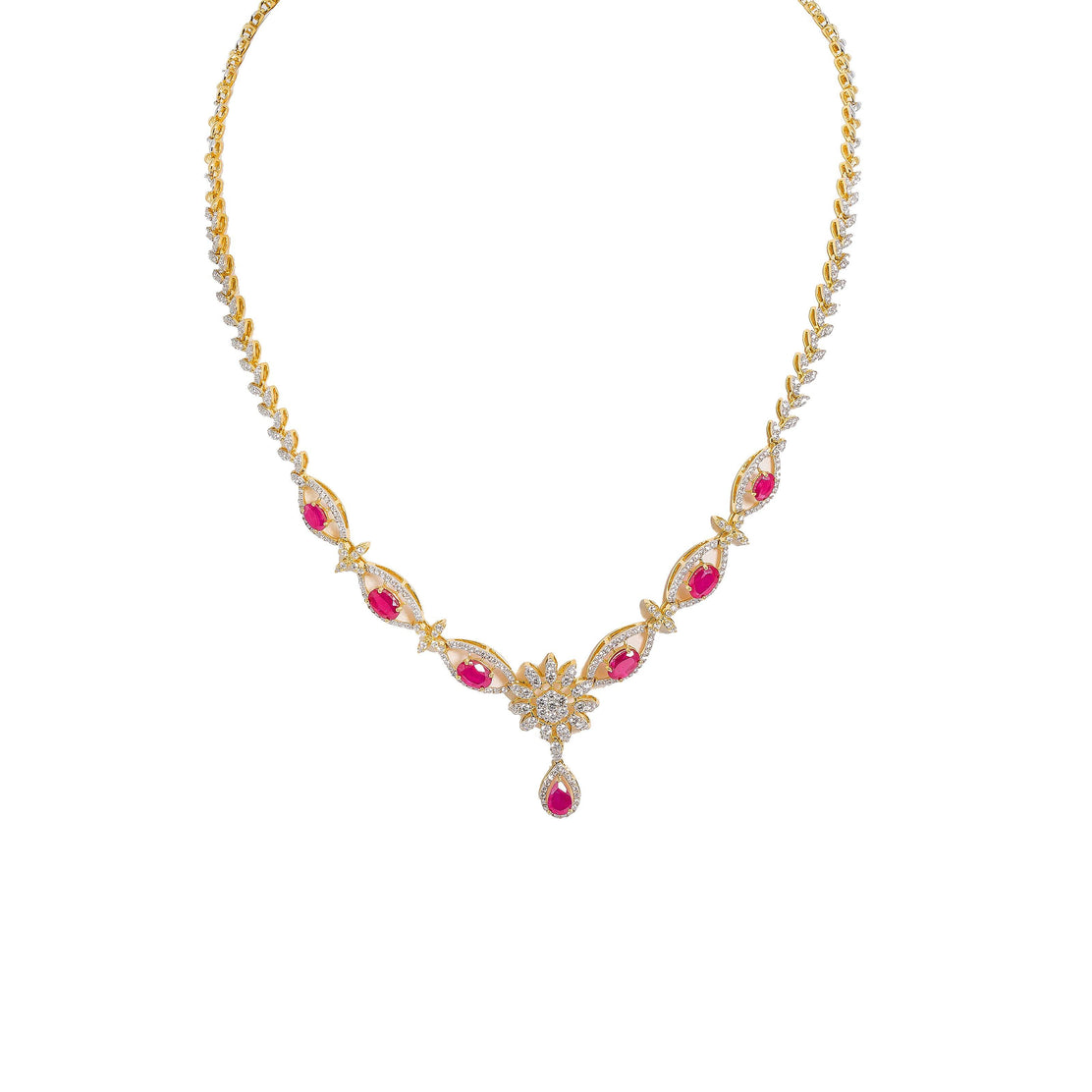 1 gram gold diamond necklace discount