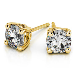 14k White Gold Round Cut Diamond Solitaire Earrings - Virani Jewelers