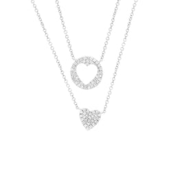 0.16CT 14K White Gold Diamond Pave Heart Necklace - Virani Jewelers