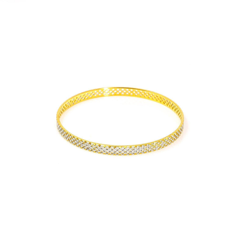 22K White Gold Bangle W/ Fully Spanned Pattern of Small Circle Cutout - Virani Jewelers | 22K White Gold Bangle W/ Fully Spanned Design of Small Circle Cutouts for women. This classic whi...