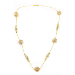 22K Multi Tone Gold Chain W/ Hollow Bauble Accents On Cable Pattern Chain - Virani Jewelers