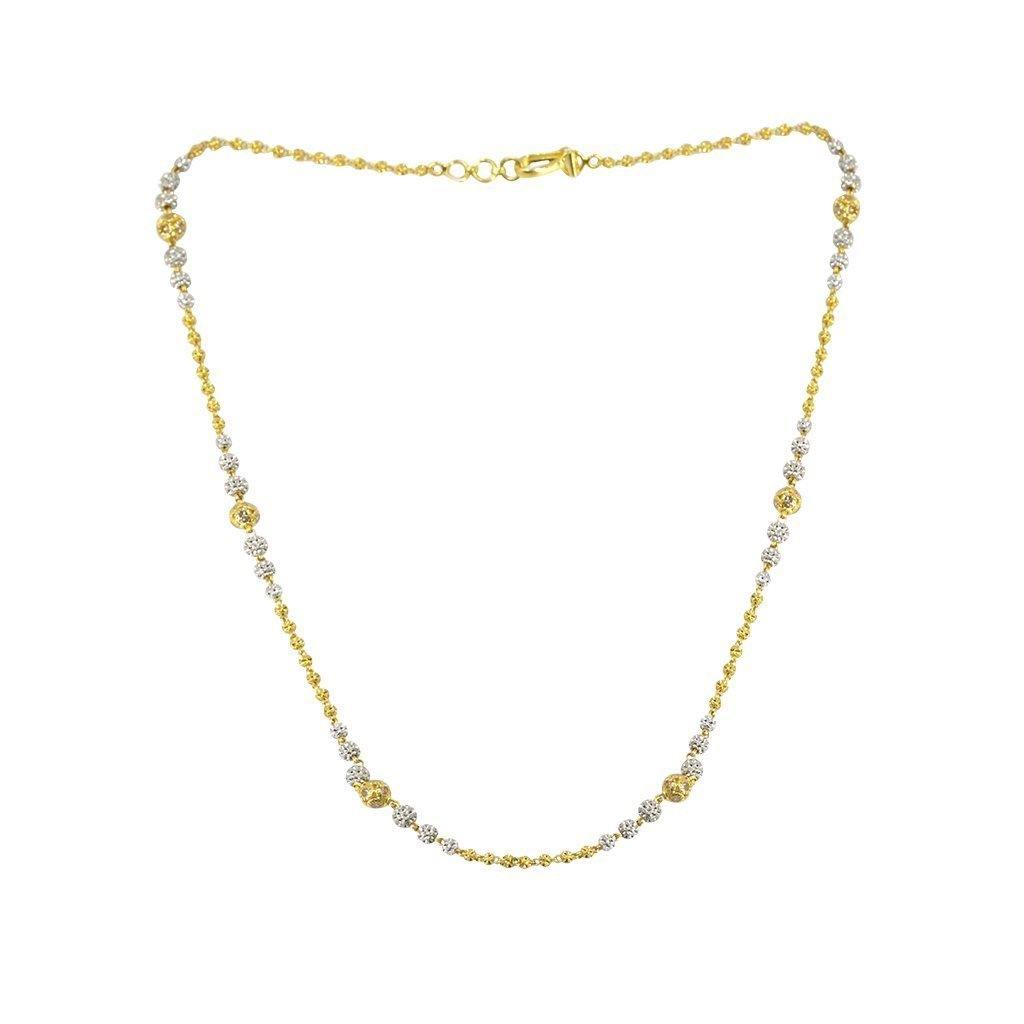 22K Multi Tone Gold Chain W/ Multi Tone Beaded Strand & Textured Gold Ball Accents - Virani Jewelers |  22K Multi Tone Gold Chain W/ Multi Tone Beaded Strand & Textured Gold Ball Accents for women...