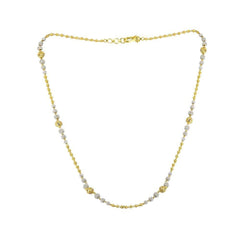 22K Multi Tone Gold Chain W/ Multi Tone Beaded Strand & Textured Gold Ball Accents - Virani Jewelers