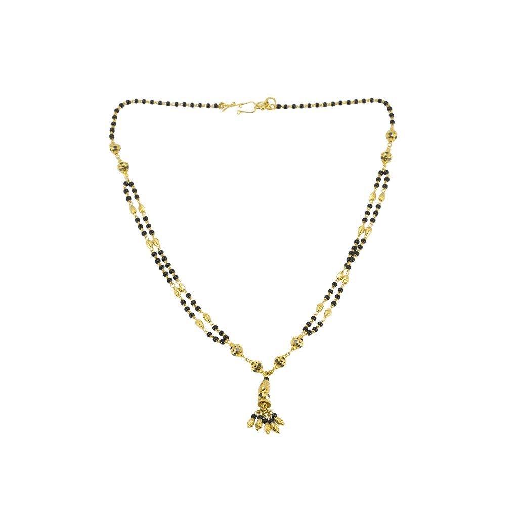 22K Yellow Gold Chain W/ Double Strand & Multi Bead Hanging Pendant - Virani Jewelers | 22K Yellow Gold Chain W/ Double Strand & Multi Bead Hanging Pendant for women. This exquisite...