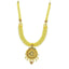 22K Yellow Gold Necklace & Earrings Set W/ CZ, Ruby, Emerald, Pearls & Laxmi Pendant on U-Shaped Beaded Chain - Virani Jewelers