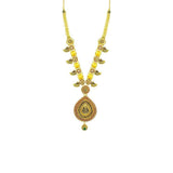 22K Yellow Gold Necklace & Earrings Set W/ CZ, Ruby, Emeralds, Pear Shaped Laxmi Pendants & Gold Ball Accents - Virani Jewelers |  22K Yellow Gold Necklace & Earrings Set W/ CZ, Ruby, Emeralds, Pear Shaped Laxmi Pendants &a...