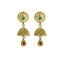 22K Yellow Gold Necklace & Jhumki Earrings Set W/ Kundan & Beaded Three Strand Necklace - Virani Jewelers