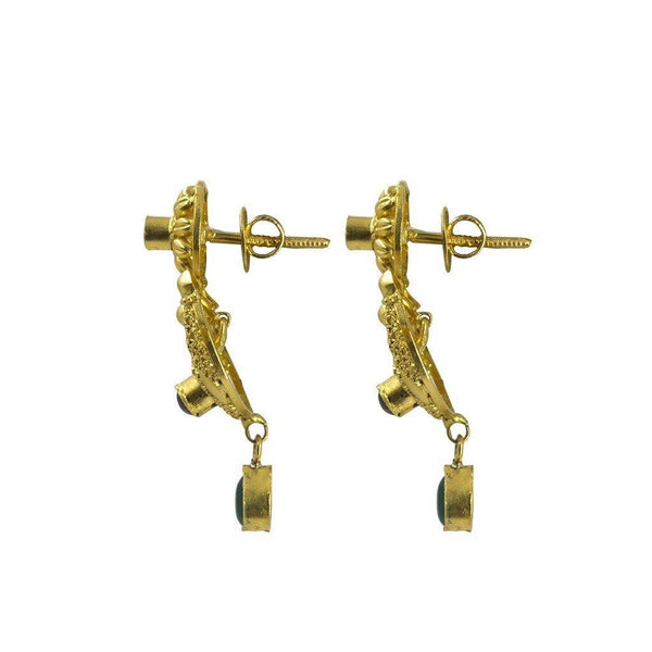 22K Yellow Gold Necklace & Earrings Set W/ Kundan on Anchor Pendants & Thick Beaded Strand - Virani Jewelers |  22K Yellow Gold Necklace & Earrings Set W/ Kundan on Anchor Pendants & Thick Beaded Stra...