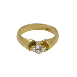 22K Yellow Gold Ring W/ CZ Gems on Thick Smooth Band - Virani Jewelers