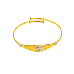 22K Multi Tone Gold Baby Bangles Set of 2 W/ Heart Details & Triangular Cutouts - Virani Jewelers
