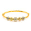 22K Multi Tone Gold Bangle W/ Yellow & White Gold Glass Blast Details on 5 Accent Balls - Virani Jewelers