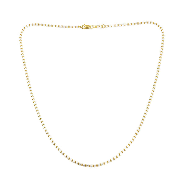 22K Multi Tone Gold Chain W/ Clustered Beaded Strand - Virani Jewelers |  22K Multi Tone Gold Chain W/ Clustered Beaded Strand for women. This lovely piece features a lin...