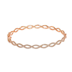 14K Rose Gold Diamond Bangle W/ VS Diamonds & Open Braid Band - Virani Jewelers