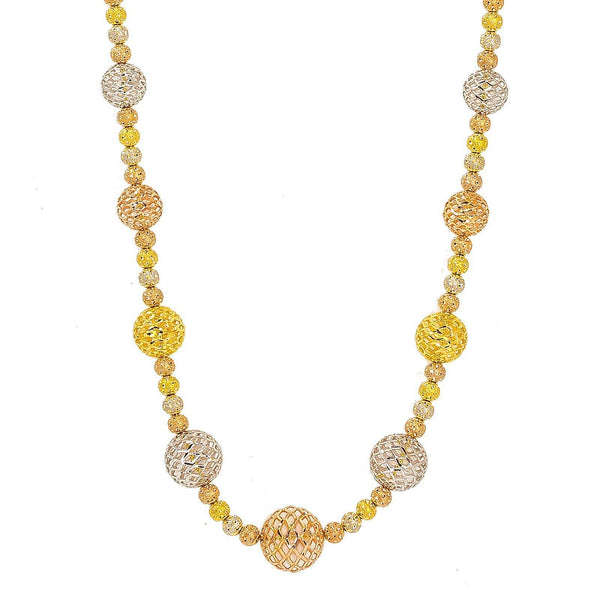 22K Multi Tone Gold Chain W/ Long Strand of Large Textured Bead-Ball Accents - Virani Jewelers | 22K Multi Tone Gold Chain W/ Long Strand of Large Textured Bead-Ball Accents for women. This bold...