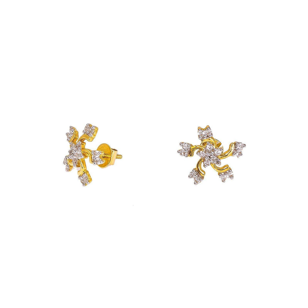 18K Yellow Gold Diamond Earrings W/ VS Diamonds & Windmill Design - Virani Jewelers |  18K Yellow Gold Diamond Earrings W/ VS Diamonds & Windmill Design for women. These lovely ea...