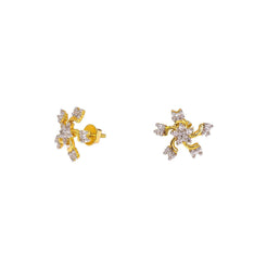 18K Yellow Gold Diamond Earrings W/ VS Diamonds & Windmill Design - Virani Jewelers