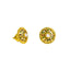 22K Yellow Gold Stud Earrings W/ Pearl & Hand Painted Details on Shield Frame - Virani Jewelers