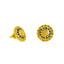 22K Yellow Gold Stud Earrings W/ Hand Painted Details, Encircled Flowers & Curled Edges - Virani Jewelers