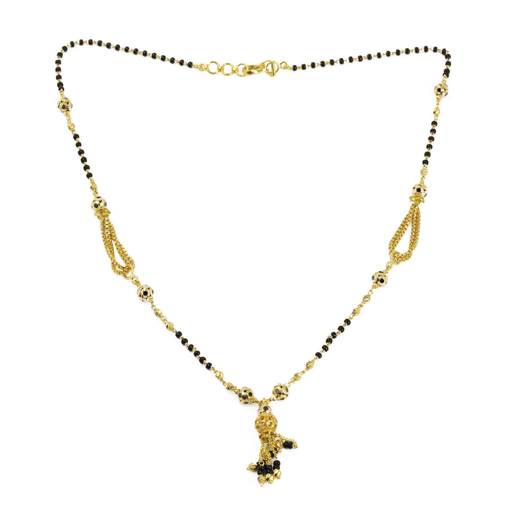 22K Yellow Gold Mangalsutra Chain W/ Looped Box Chain Accents & Tassel Pendant - Virani Jewelers |  22K Yellow Gold Mangalsutra Chain W/ Looped Box Chain Accents & Tassel Pendant for women. Th...