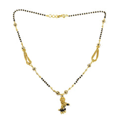 22K Yellow Gold Mangalsutra Chain W/ Looped Box Chain Accents & Tassel Pendant - Virani Jewelers