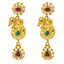 22K Gold Ruby Emerald CZ Peacock Earrings - Virani Jewelers