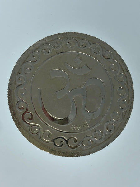 Laxmi Silver Coin with OM engraved on the back - Virani Jewelers | 