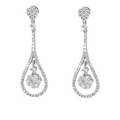 1.36CT Diamond Double Frame Drop Earrings Set In 14K White Gold W/ Floral Frame Setting - Virani Jewelers