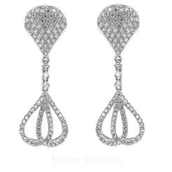 1.23CT Diamond Drop Teardrop Bisou Earrings Set In 14K White Gold - Virani Jewelers