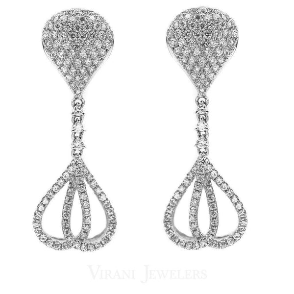 1.23CT Diamond Drop Teardrop Bisou Earrings Set In 14K White Gold - Virani Jewelers | 1.23CT Diamond Drop Teardrop Bisou Earrings Set In 14K White Gold for women. Gold weight is 4.75 ...