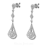 1.38CT Diamond Double Frame Drop Earrings Set In 14K White Gold W/ Geometric Design - Virani Jewelers | 1.38CT Diamond Double Frame Drop Earrings Set In 14K White Gold W/ Geometric Design for women. Go...