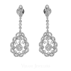 1.31CT Diamond Drop Paisley Earrings Set In 14K White Gold - Virani Jewelers