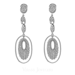 1.4CT Diamond Drop Oval Earrings Set In 14K White Gold - Virani Jewelers