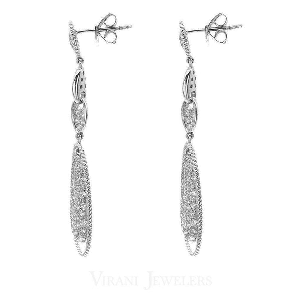 1.4CT Diamond Drop Oval Earrings Set In 14K White Gold - Virani Jewelers | 1.4CT Diamond Drop Oval Earrings Set In 14K White Gold for women. Gold weight is 5.8 grams. Earri...