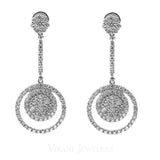 1.72CT Diamond Drop Karma Earrings Set In 18K White Gold - Virani Jewelers | These are 1.72ct diamond circle drop earrings set in 18k white gold, featuring push-back posts an...
