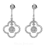 1.6CT Diamond Drop Quatrefoil Earrings Set In 14K White Gold - Virani Jewelers | 1.6CT Diamond Drop Quatrefoil Earrings Set In 14K White Gold for women. Gold weight is 4.7 grams....