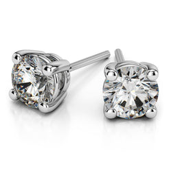 14k White Gold Round Cut Diamond Solitaire Earrings - Virani Jewelers