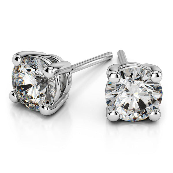 VS Round-Cut Diamond Solitaire Stud Earrings in 14K White Gold - Virani Jewelers | VS Round-Cut Diamond Solitaire Stud Earrings in 14K White Gold. Minimal classic diamond stud earr...