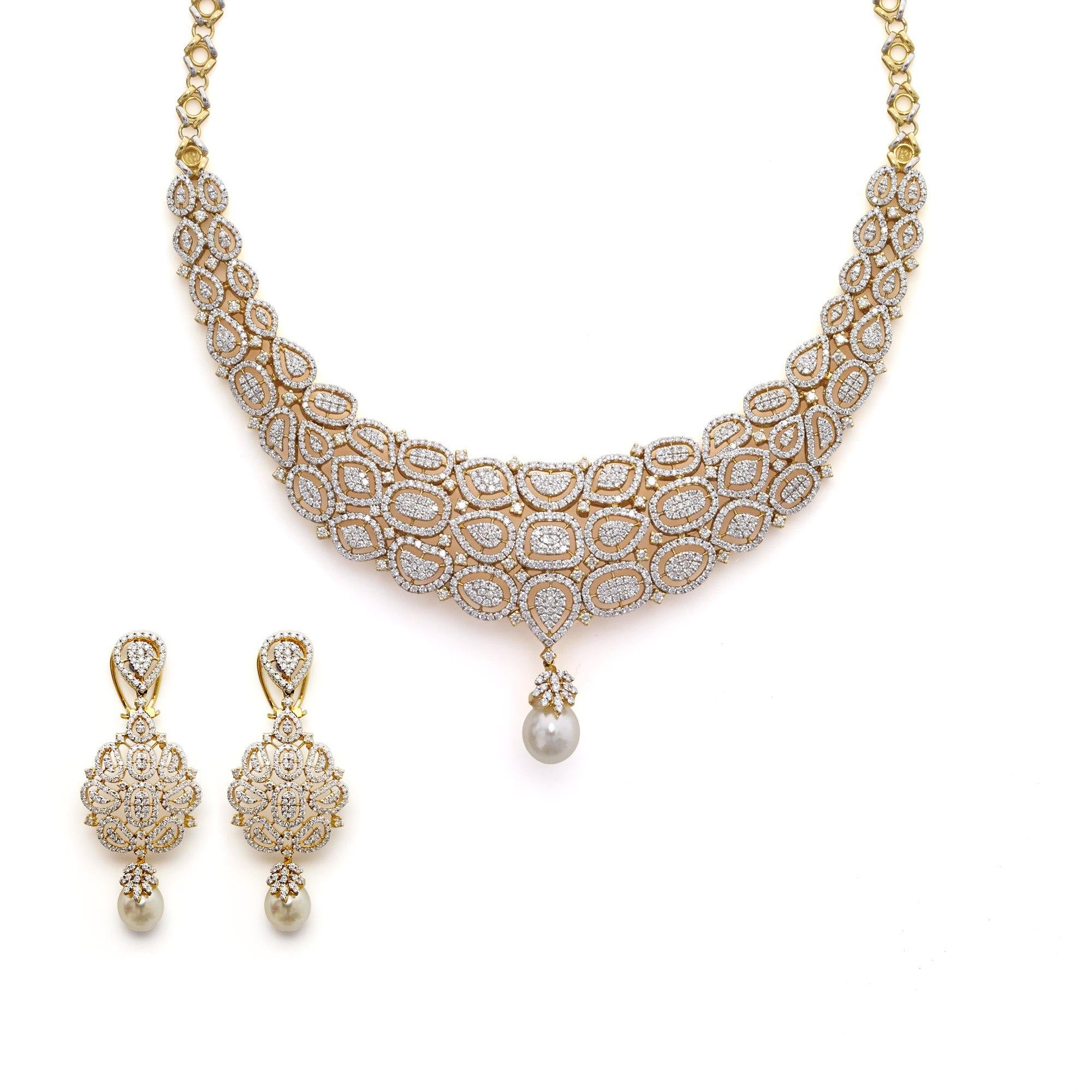 Diamond necklace set gold Clearance
