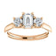 Three Stone Diamond Engagement Ring, Round Side Stone - Virani Jewelers