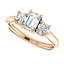 Three Stone Diamond Engagement Ring, Round Side Stone - Virani Jewelers