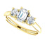 Three Stone Diamond Engagement Ring, Round Side Stone - Virani Jewelers