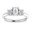 Three Stone Diamond Engagement Ring, Round Side Stone - Virani Jewelers