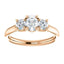Three Stone Diamond Engagement Ring, Round Side Stone - Virani Jewelers