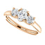 Three Stone Diamond Engagement Ring, Round Side Stone - Virani Jewelers