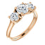 Three Stone Diamond Engagement Ring, Round Side Stone - Virani Jewelers