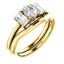 Tri Stone Diamond Engagement Ring Emerald Side Stone - Virani Jewelers