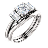 Tri Stone Diamond Engagement Ring Emerald Side Stone - Virani Jewelers | 