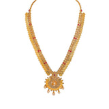 22K Yellow Gold Diamond Necklace & Earrings Set W/ 17.6ct Uncut Diamonds, Rubies, Pearls, Laxmi Kasu & Open Pendant - Virani Jewelers |  22K Yellow Gold Diamond Necklace & Earrings Set W/ 17.6ct Uncut Diamonds, Rubies, Pearls, La...